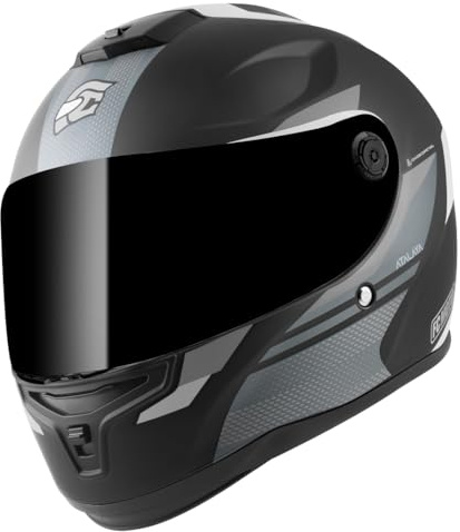 FC-Moto FF114B Zeron Helm, schwarz matt/grau/weiß, XL | Beschlaghemmend