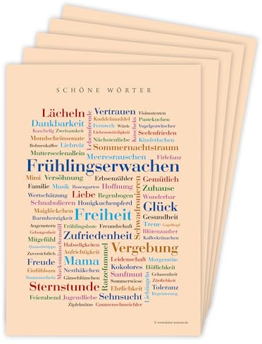 Deine Wörter Postkartenset - 5 Postkarten mit Schönen, einzigartiges Souvenir und kreative Geschenkidee - DIN A6