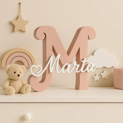 Letra Decorativa con Nombre Personalizado – Letras en 3D para Habitación Infantil, Bautizos, Comuniones o Regalos Originales – Elige los colores y el Tamaño 20/25cm