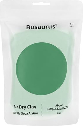 Busaurus 100g Waldgrün Lufttrocknende Knete, magische Modelliermasse für Kinder, bunte, weiche Knete für Schulbedarf, Schleim, Kunstprojekte und Cosplay