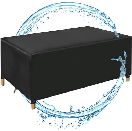 OUZUIU Gartentisch Abdeckung 175x95x85cm/LxWxH 420D Oxford Gewebe Reißfestigkeit Wasserdicht Winterfest & UV-Schutz Winddicht, Atmungsaktiv & Regenschutz für Terrasse, Balkon & Outdoor-Gartenmöbel