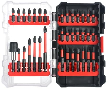 CSOOM Extrahartes Schrauberbit-Set, 35 Stück Bitsatz mit starkem Magnetkopf. (Modelle: PH, PZ, SQ, SL, H, T)， (mit Universalhalter)