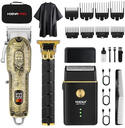 HIENA PRO Haarschneidemaschine-Set & Trimmer-Kit für Männer, professioneller elektrischer Bartschneider und Folienrasierer, Gesichtspflegewerkzeuge, USB-Aufladung, perfekte Geschenke für Männer