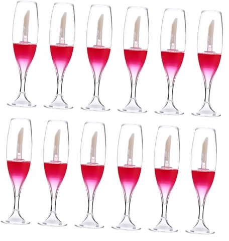 POPETPOP 12pièces Tubes à Gloss Forme De Verre à Vin Flacons Rechargeables Plastiques Pour Rouge à Lèvres Portables Lot Pour Cosmétiques Colorés