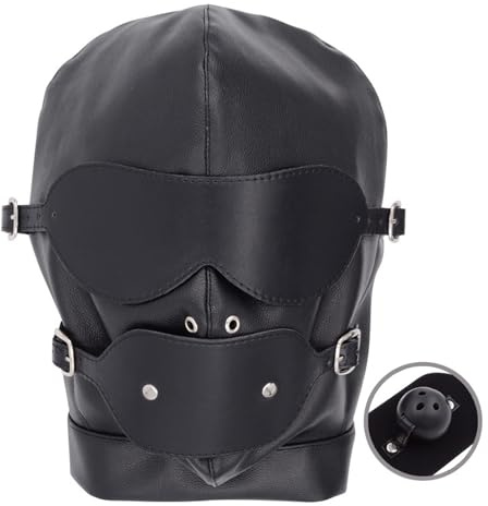 Latex Maske Männer Bdsm Bondage Latex Maske für Frauen Ledermaske Hood Fetisch Knebel Maskes Leder- & Latexmasken Sm Mask mit Gag Ball Mundknebel für Männer Bondage Kopfhaube Vollmaske Sexspielzeug