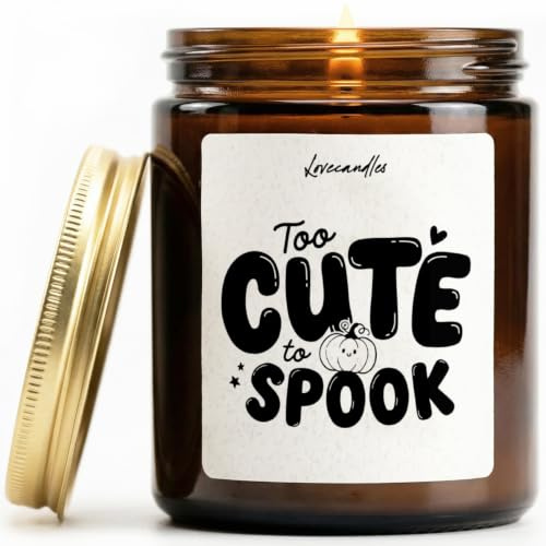Too cute to spook - Duftkerze mit Spruch als Geschenk für Halloween, Freundin oder Freund, Lustige Vanille Duftkerzen im Glas.