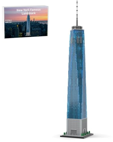 Fundixtoyse Architekture New York Skylines Bausteine Set - 1 World Trade Center, 1/800 Weltberühmtes Wahrzeichen Gebäude Haus Klemmbausteine, Home und Büro-Deko & Geschenk für Erwachsene - 3153 Teile