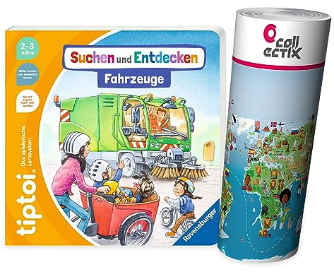 Ravensburger tiptoi ® Die Welt der Fahrzeuge + Kinder Weltkarte - Länder, Tiere, Kontinente