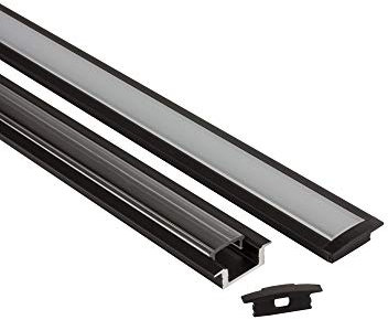 LED Aluprofil A25 schwarz Einbauprofil + Abdeckung klar Alu Schiene Leiste für LED-Streifen-Strip 2m