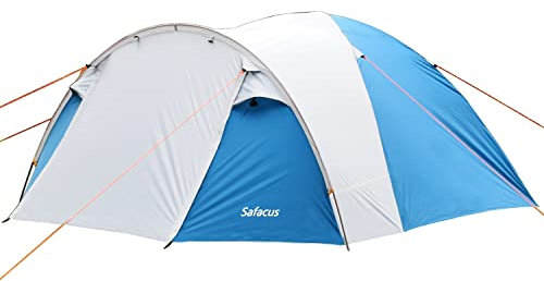 SAFACUS Kuppelzelt für 3–4 Personen, doppellagig, vollständig wasserdicht, für 3–4 Personen, einfach aufzubauen, für Outdoor, Wandern, Angeln, Reisen, Strand, Urlaub (blau)