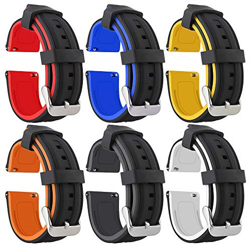 ZIJIA Bracelet de montre de rechange en silicone bicolore, noir et blanc/rouge/gris/orange/jaune/bleu à dégagement rapide 20 mm, 22 mm, 24 mm, 26 mm, Noir+Blanc, 22mm, Sangle
