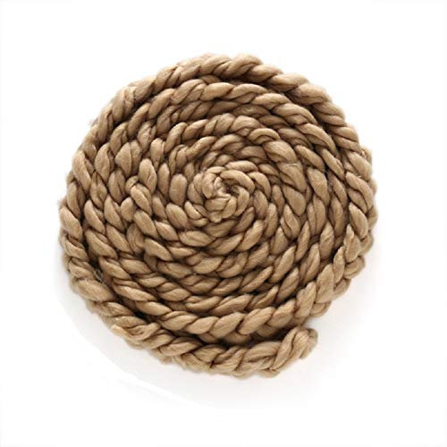 Matissa Newborn Baby photography props Braided Rope Basket Filler Photography Background Rug Blanket (Light Brown)