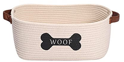 Morezi Cotton rope dog toy basket with handle, large dog bin, puppy kitty bed, dog toy basket - Perfect for carry pet toys, blankets, leashes, chew toys, diapers - Beige