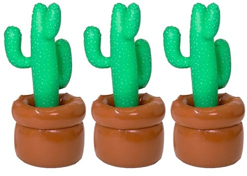 I LOVE FANCY DRESS LTD Aufblasbarer Kaktus mit Topf – 96,5 cm (96 cm hoch) – Party-Dekoration für westliche oder mexikanische Themen-Events – Basis kann mit Wasser oder Sand gefüllt werden (3 Stück)