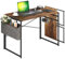 JSB 39.37 Folding Computer Desk with Storage Bag and Hook, Writing Desk Modern Industrial Work Table Laptop Desk for Home Office (39.37” x 19.69” x 29.53”, Rustic Brown)