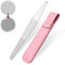 Glass Nail File with Case, Glass Fingernail File for Professional Manicure Nail Care,Expert Precision Filing,Smooth Finish,Bona Fide Beauty Rhombic Premium Crystal Glass File (Pink-1)
