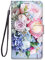 Nodigo für Samsung Galaxy A51 4G Leder Hülle Magnetisch Kickstand mit Kartenfach 360 Grad Tier Muster Motiv Lustig Design Silikon Hüllen Handyhülle Wallet Tasche Case Mädchen Damen - Blume