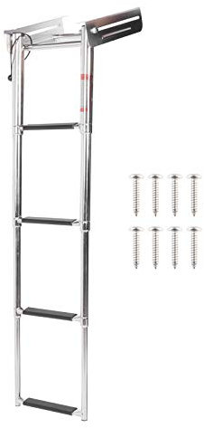 ponte, pedale per scale telescopico pieghevole a 4 gradini in acciaio inossidabile 316 con fune di fissaggio