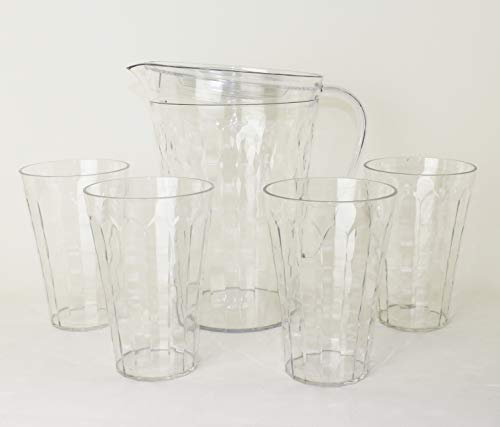 TUPPERWARE Diamant Stella Türkis Klar Kanne 2L + 4X Trinkbecher 475ml + Snackbox