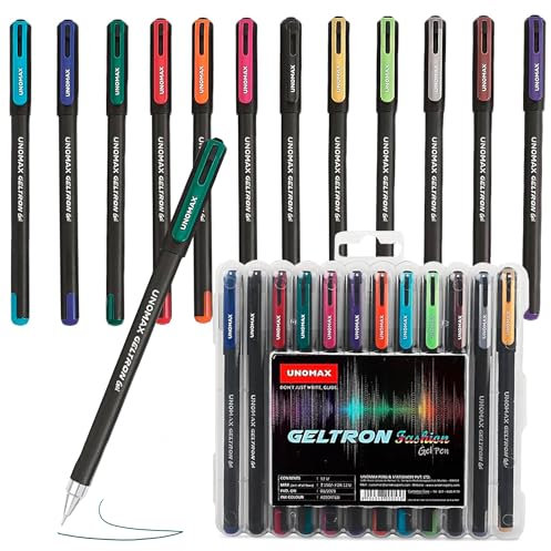 UNOMAX GELTRON FASHION Gelschreiber Set - Bürobedarf & Schulzubehör - gel stift 12 stück 0,6mm Spitze - Wasserfeste Gelschreiber - Ideal für Arbeit & Kreativität - Selbstvertrauen bei jedem Strich!