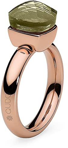 Qudo Firenze rosegold farbener Ring mit olive farbenem Stein (olivine) (56 (18))