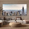 MuchoWow Leinwand Bilder, Einzigartige Wanddeko mit Rahmen, New York - Nebel - USA, Wandbilder Wohnzimmer, Deko Schlafzimmer 160x80 cm
