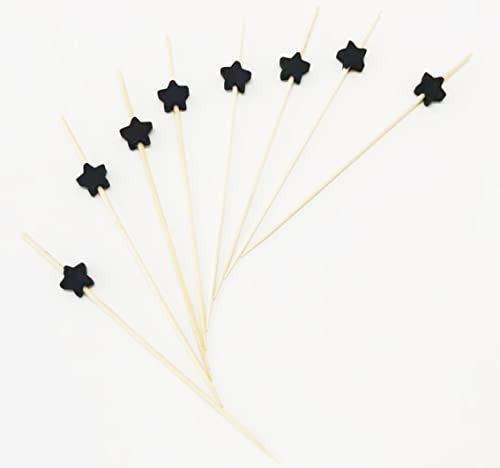 AILEXI Palos De CÓCtel Palos De Madera De 100 Cuentas Suministros Para La Fiesta Volantes Bocaditos Frutas Bocaditos Bocaditos - Estrellas Negro