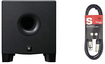 Yamaha HS8S – Caisson de Basses Actif – Subwoofer alimenté pour DJ, Musiciens et producteurs – Noir & Stagg 3 m Câble Microphone XLR - XLR de Haute Qualité - Noir