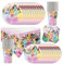 Shamoparty Vaisselle de ête de Princesse,Le Nouveau kit de Vaisselle D'anniversaire de Princesse Fille Rose 61 Pièces Assiettes Tasses Nappe à Couverts-20 Enfants, Décoration de Fête de Petite Fille