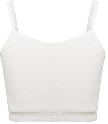 TTAO Mädchen Baumwolle Unterhemden Spaghettiträger Bauchfrei Oberteile Crop Top Tanktops Shirt Yoga Training Ballett Bralette Gymnastik Workout Weiß 140-152