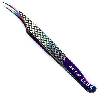 LLBA Lash Tweezer Professional Volume False Lash Application Tool | Multi Shapes & Purposes Tweezers | Non-Slip Grip Tweezers for Volume, Isolation & Classic Lashes (Galaxy, Girl Boss Isolation)