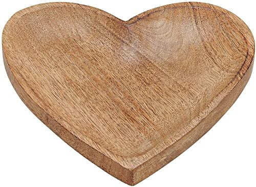 Deko-Teller Herz Schale in Herzform aus Mango-Holz in braun Tisch-Dekoration Weihnachts-Deko Geschenk-Idee Hochzeit Valentinstag Liebe Wohnungs-Deko modern Living 20cm x 20cm