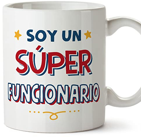 MUGFFINS Tazas para FUNCIONARIO hombre - En Español - Soy Súper - 11 oz / 330 ml - Regalo original y divertido