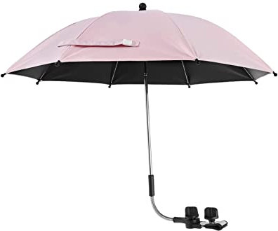 Uezeth Sombrilla para cochecito de bebé, protección UV de 360°, sombrilla universal para cochecito de bebé, sombrilla para cochecito de bebé con abrazadera ajustable y brazo flexible para cochecito de