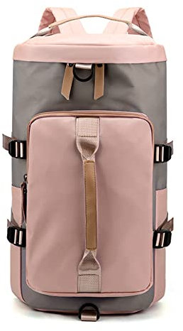 Hixingo Sporttasche mit Schuhfach für Damen und Herren, Große Wasserdicht Reisetasche Leichte Fitnesstasche für Schwimmtasche Gym Sport Fitness Reisen (27x27x45cm,Rosa-grau)