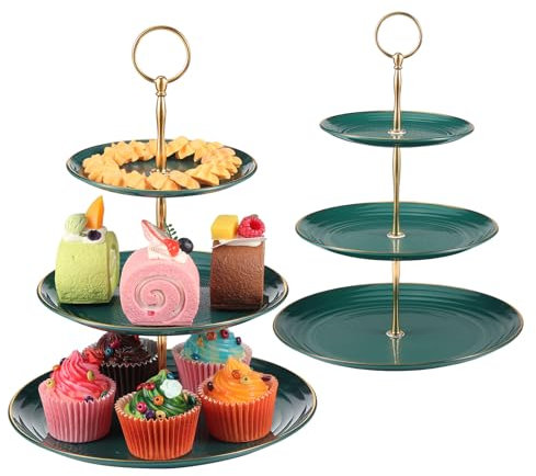 TsunNee 2-Pack 3-Tier Cake Stand Cupcake Holder, Dessert Plates Cakes Fruit Cookie Candy Display Tower Serving Platter, Pastry Tiered Serving Tray for Wedding Birthday Tea Party Chiristmas