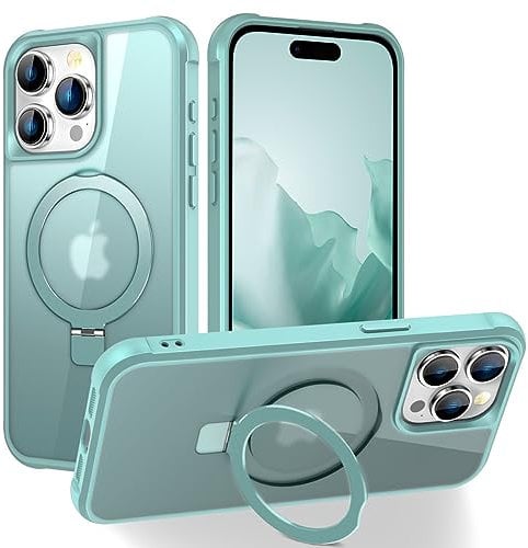 Unichthy Magnetic Stand iPhone 13 Pro Max Case Support Magsafe Shockproof Military-Grade Protection Slim Hard Translucent Matte |Built-in Invisible Stand| iPhone 13 Pro Max Phone Case Cover Teal