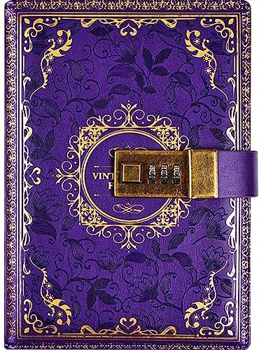 B6 Tagebuch mit Schloss PU-Leder Schreibnotizbuch passwortgeschütztes Notizbuch Reisetagebuch modischer täglicher Notizblock