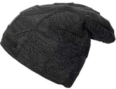 COACOM 1 Stück Rauten-Karo-Strickmütze, warme Mütze im Herbst und Winter, neutrale elastische Pullovermütze, modisches und vielseitiges Accessoire, geeignet für Sport, Arbeit, Pflege(schwarz)