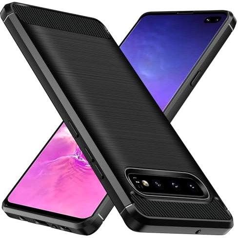 ivoler Silikon Hülle für Samsung Galaxy S10+ / S10 Plus, [Militärischer Schutz] Stoßfest Handyhülle, Dünne Weiche Flexible TPU Kratzfest Schutzhülle Anti-Fingerabdruck Case Cover, Schwarz