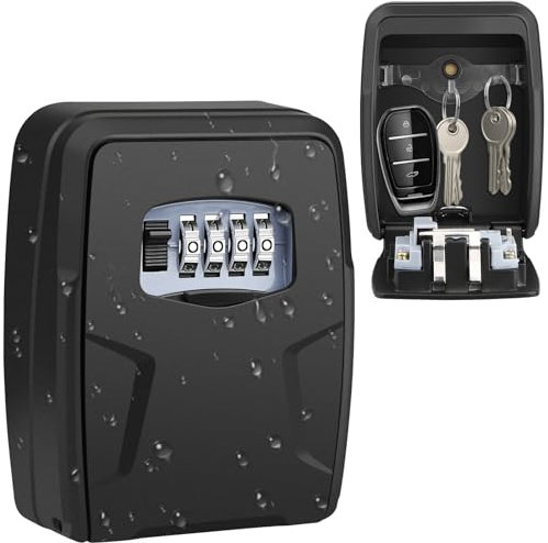 Diyife Boîte à Clé, Key Lock Box avec Code à 4 Chiffres, Extérieur Étanche Métal Boîte à Clé Sécurisée, Combinaison Clés Stockage Boîte de Verrouillage, pour Maison Garage à L'école AirBnB
