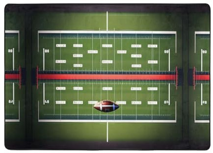 American Football Feld und Ball, 203 x 147 cm, weicher, waschbarer, rutschfester Teppich, perfekt für jeden Raum, verleiht Ihrer Heimdekoration einen Hauch von Persönlichkeit