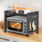 UCAMP Soporte Extensible para Microondas,Soporte para Microondas y Horno Cocina,Estante para Microondas de Acero Al Carbono,Organizador Estanteria Mueble,Estante Microondas con 10 Ganchos
