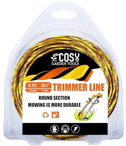 COSY GARDEN TOOLS Filo di Ricambio per decespugliatore 2.4mm x 110m 0.5kg Tricolor Spiral filo decespugliatore nylon Trimmer di ricambio per teste di taglio