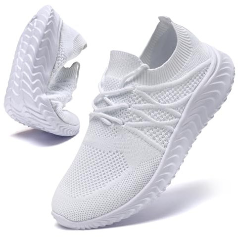 UNQWQZ Sneaker Damen Bequem Sportschuhe Hallenschuh Sommer Schuhe Damen Leicht Turnschuhe Laufschuhe Outdoor Fitnessschuhe Tennisschuhe Outdoor Weiss 42