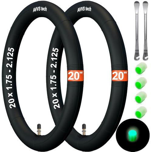 20 х 1.75-2.125 Schlauch Kinderfahrrad, Klapprad und Fahrradanhänger 20 Zoll 20x1.75/1.95/2.125 mit Auto Ventil 40 mm Inklusive 2 Montierhebel 2 Stück Packung Kompatibel mit 20 Zoll