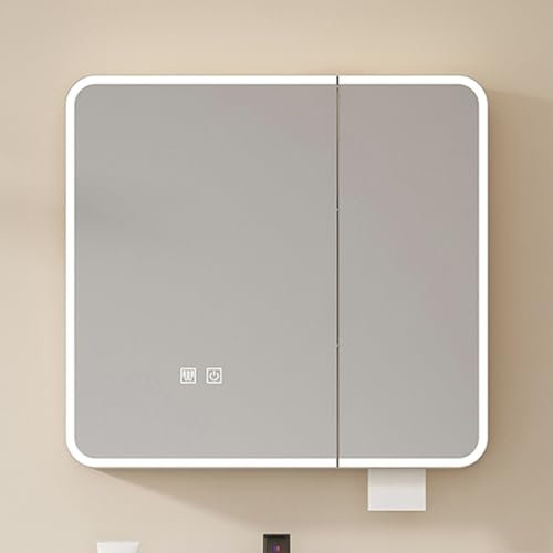 SFJATTA Armoire Salle de Bain avec Miroir et Éclairage LED, Armoire de Toilette avec Anti-buée, Armoire Miroir Salle de Bain avec éclairage, Miroir de Maquillage avec Toucher(80 * 70cm)