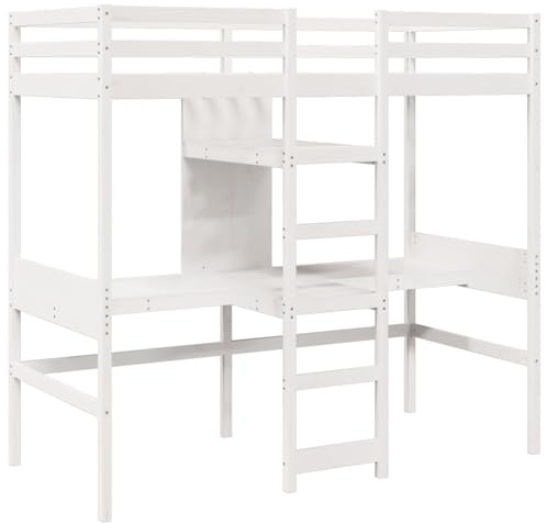 vidaXL Hochbett ohne Matratze Weiß 75x190 cm Massivholz Kiefer