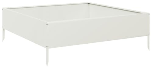 vidaXL Hochbeet Weiß 100x100x33,5 cm Stahl