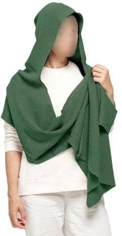 Whakano Mittelalter Halstuch Damen Herren Kapuzenschal,2-in-1-Anzug Pullover Mütze Schal,Lange Große Schal Shawl 120cm,Halstuch Tuch Kopftuch Renaissance,Weich Schal Stola Für Herbst und Winter,Grün